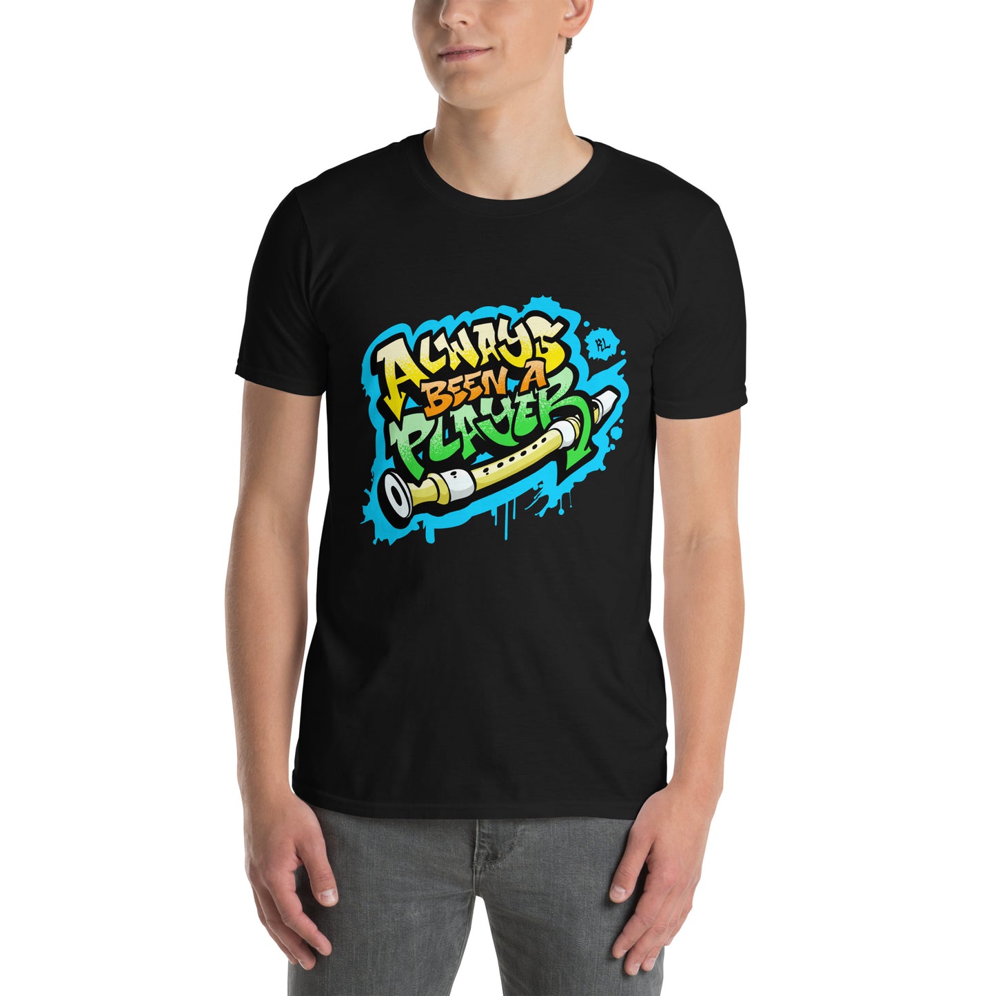 Richard Lindesay Always Been a Player Adult T-Shirt - BLUE BACKGROUND